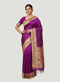 Violet-Red Handloom Pure Paithani Saree - Master