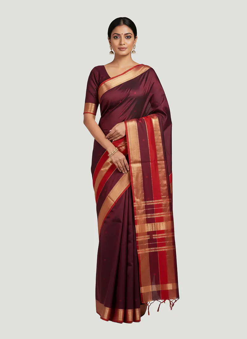 MAHESHWARI HANDLOOM COTTON SILK SAREE - Master