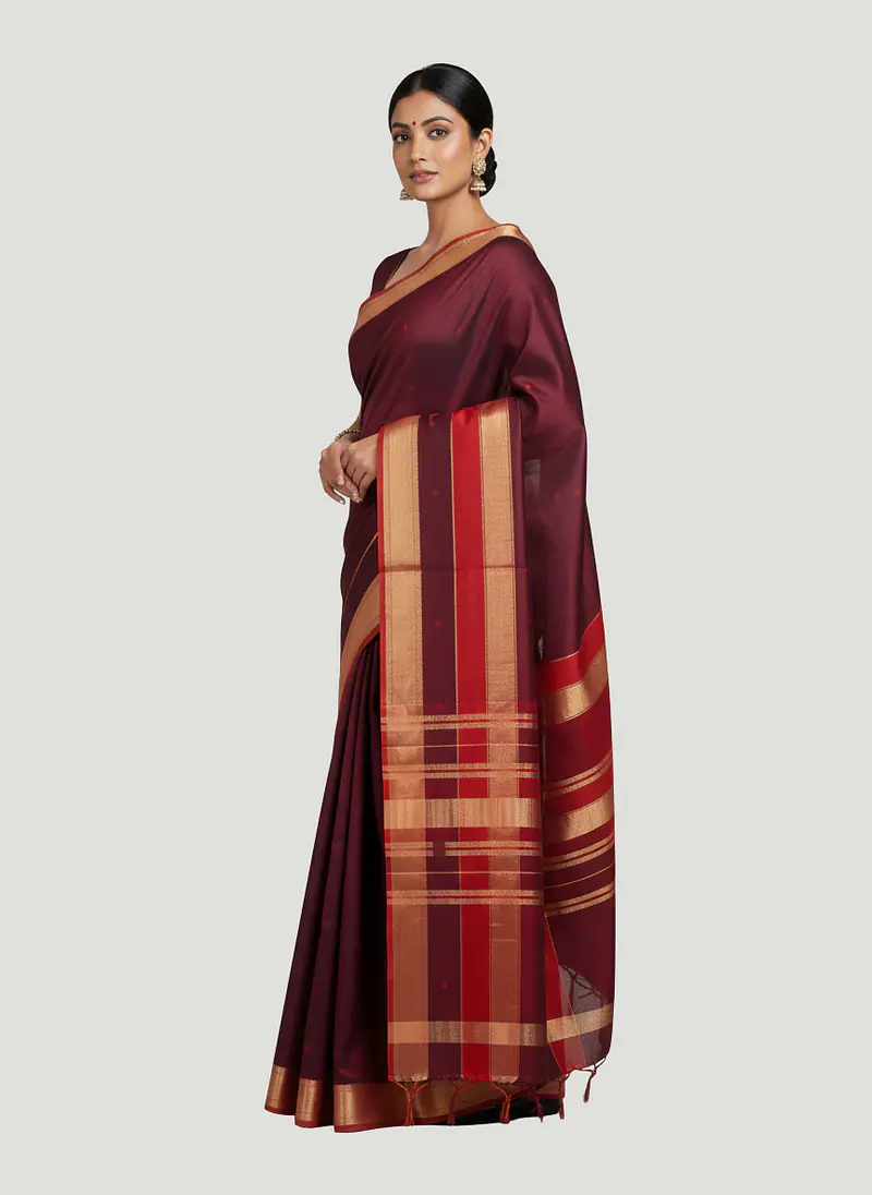 MAHESHWARI HANDLOOM COTTON SILK SAREE - Master