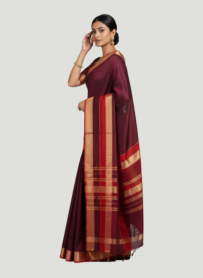 MAHESHWARI HANDLOOM COTTON SILK SAREE - Master