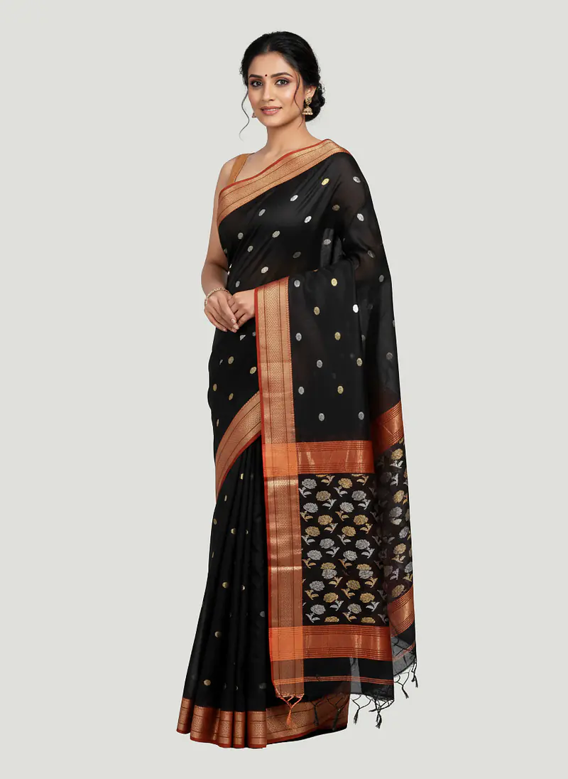 MAHESHWARI HANDLOOM COTTON SILK SAREE - Master