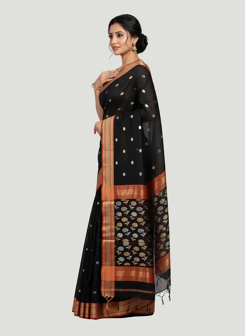 MAHESHWARI HANDLOOM COTTON SILK SAREE - Master
