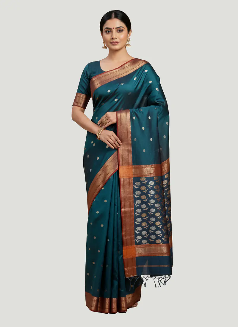 MAHESHWARI HANDLOOM COTTON SILK SAREE - Master