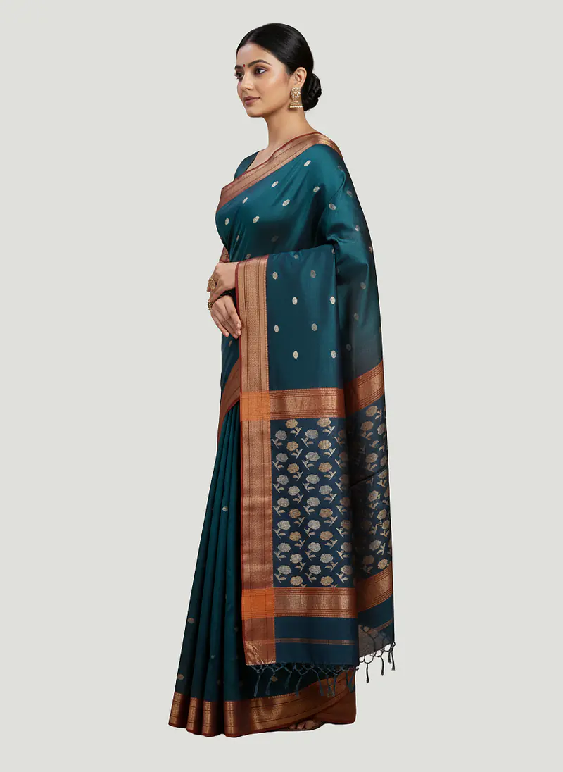 MAHESHWARI HANDLOOM COTTON SILK SAREE - Master
