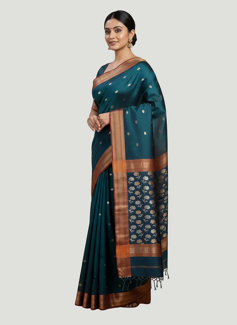 MAHESHWARI HANDLOOM COTTON SILK SAREE - Master
